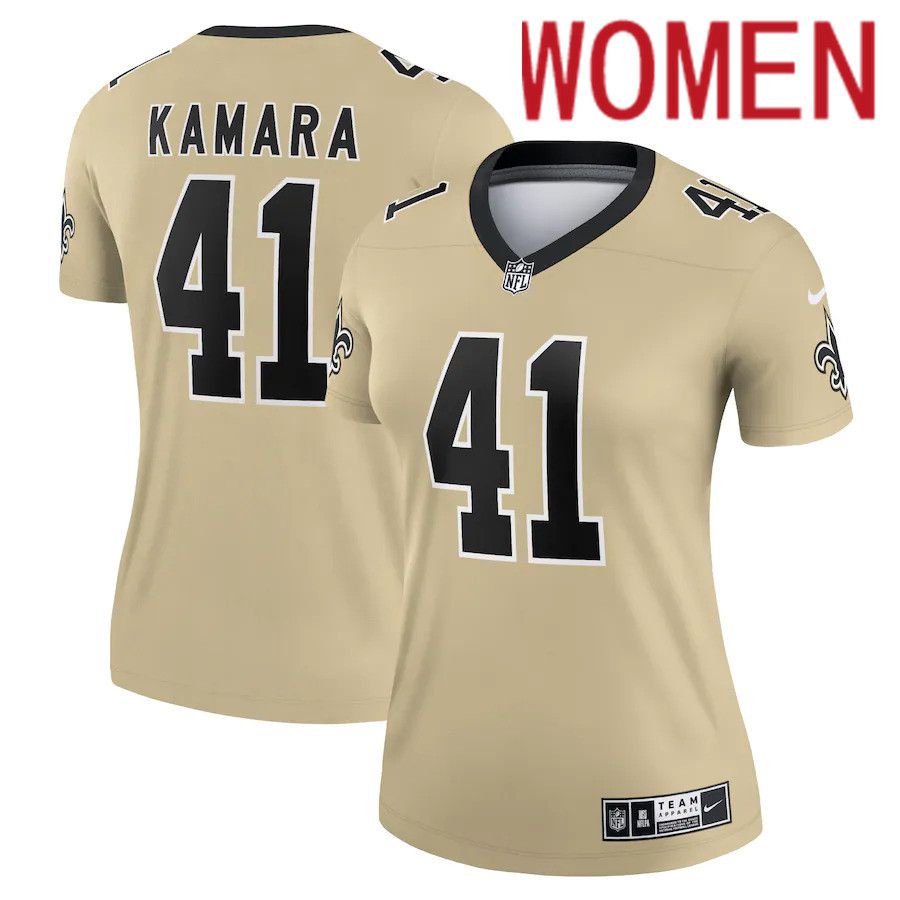 Women New Orleans Saints 41 Alvin Kamara Nike Gold Inverted Legend NFL Jersey